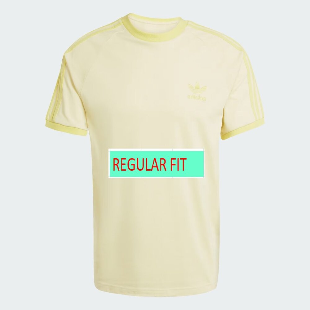 Adidas Classics Original 3 Stripes Tee Shirt Trefoil Retro Yellow Powder Stripes